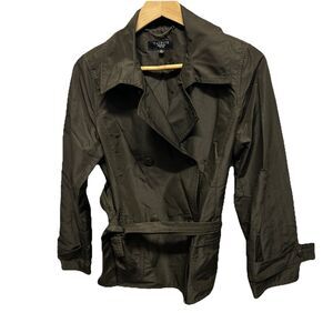 Talbots Double Breasted Light Blazer Green Jacket Petite Size 10 P Belted Silk